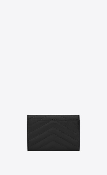 SAINT LAURENT Monogram Matelassé Woman monogram small envelope wallet in grain de poudre embossed leather b_V4